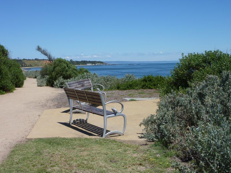 Sandringham - Beach and foreshore park between Sims Street and band rotunda: Viewing area on top of coastal cliffs opposite Bay Rd