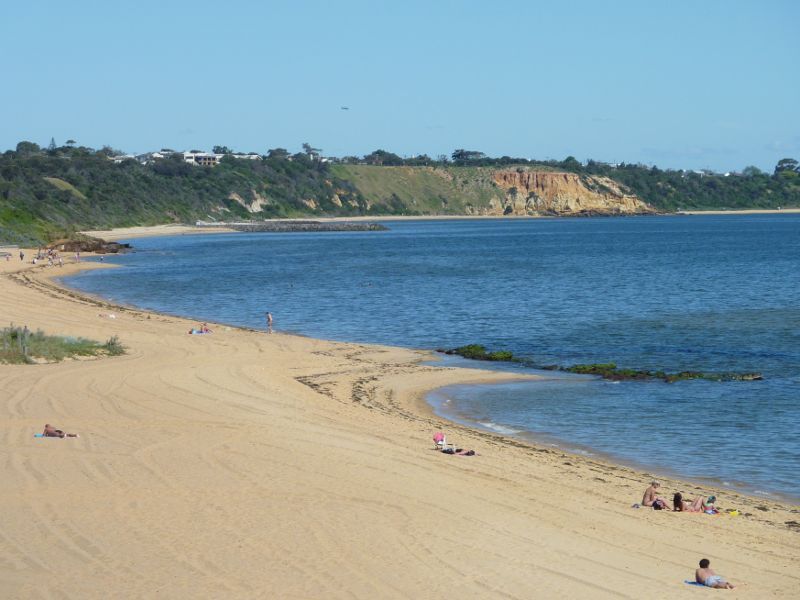 Sandringham - Picnic Point, beach south of Jetty Road: View across beach towards Red Bluff