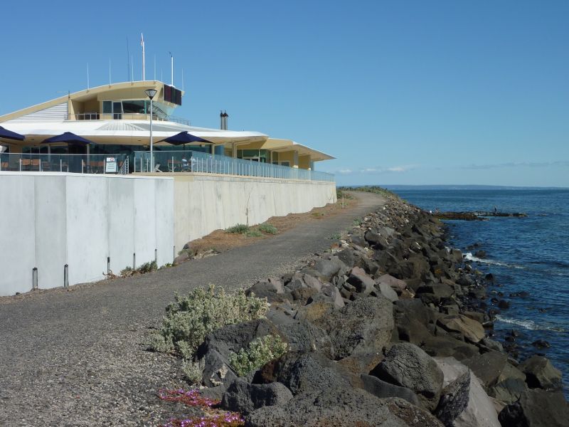 Sandringham - Picnic Point, breakwater and boat harbour: Pathway along breakwater near Sandringham Yacht Club