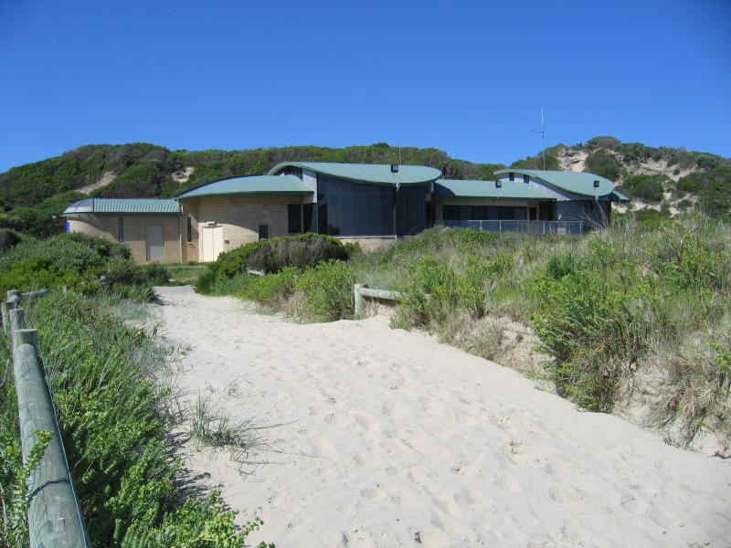 Sandy Point - Foreshore Reserve and beach at Surfers Walk: Path up to Surf Club from beach