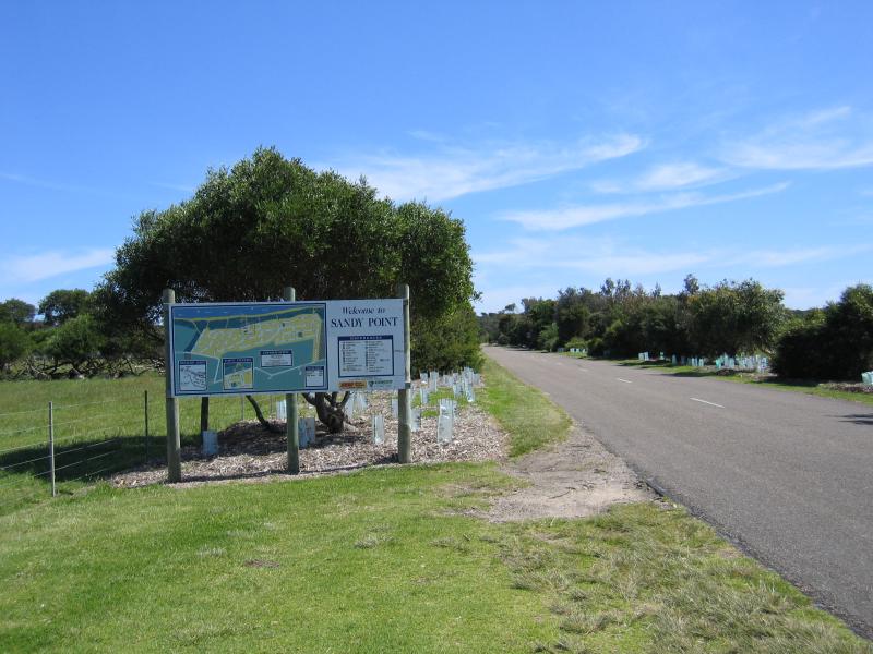 Sandy Point - Outskirts of Sandy Point: Sandy Point town directory, view south along Telopia Dr just south of Waratah Rd