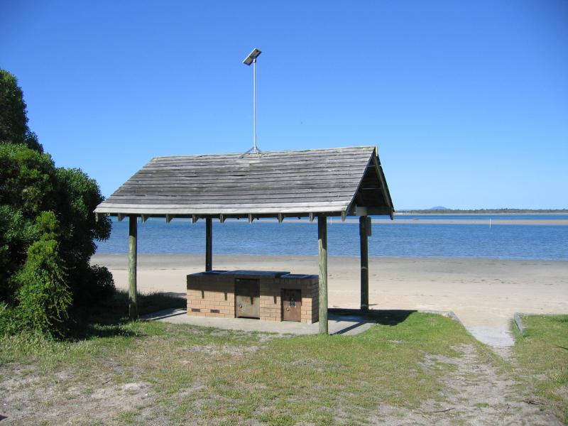 Sandy Point - Shallow Inlet at eastern end of Sandy Point Road: View east across Shallow Inlet from BBQ shelter on foreshore