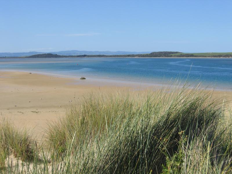 Sandy Point - Shallow Inlet at eastern end of Sandy Point Road: View from sand dunes, north-east across Shallow Inlet