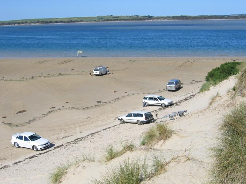 Sandy Point - Shallow Inlet at eastern end of Sandy Point Road: View from sand dunes, east across Shallow Inlet
