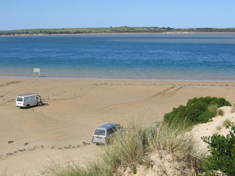 Sandy Point - Shallow Inlet at eastern end of Sandy Point Road: View from sand dunes, east across Shallow Inlet