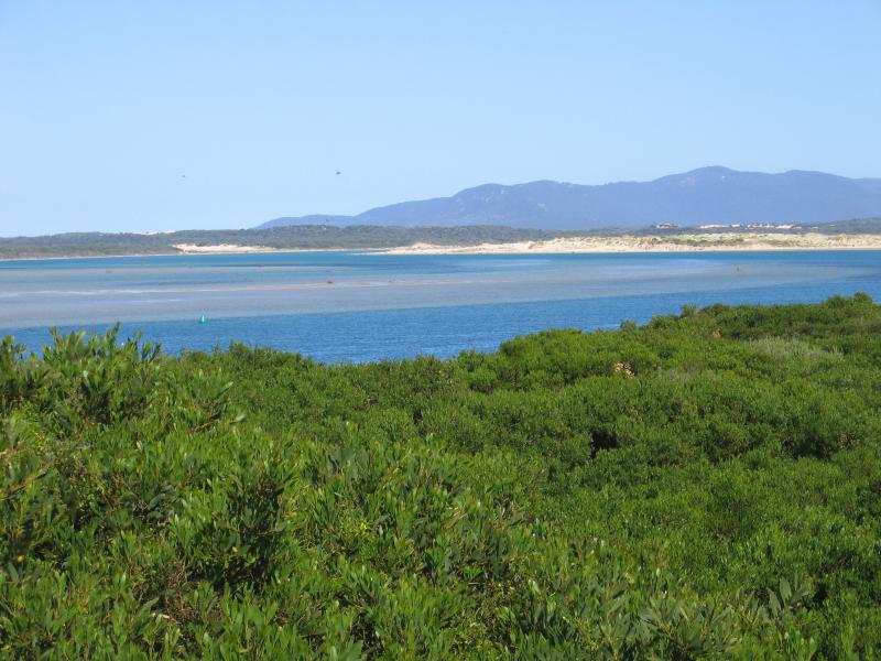 Sandy Point - Shallow Inlet at eastern end of Sandy Point Road: View from sand dunes, south-east along Shallow Inlet