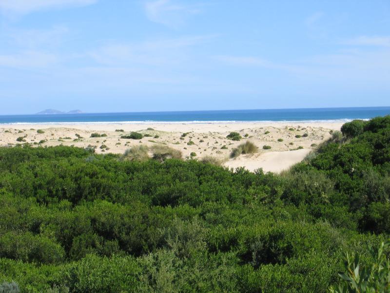 Sandy Point - Shallow Inlet at eastern end of Sandy Point Road: View from sand dunes, south towards islands off coast of Wilsons Promontory
