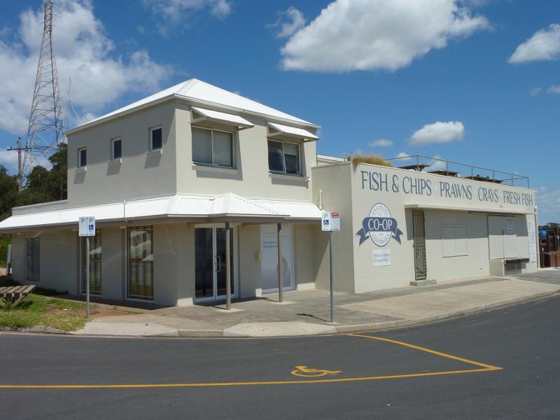 San Remo - Shops and commercial centre, Marine Parade: Fishermans Co-Op, Marine Pde west of Woolamai Gv