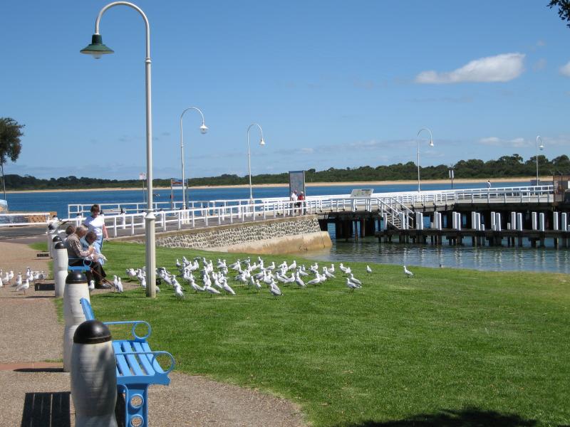 San Remo - Foreshore along Marine Parade: View west along foreshore towards jetty