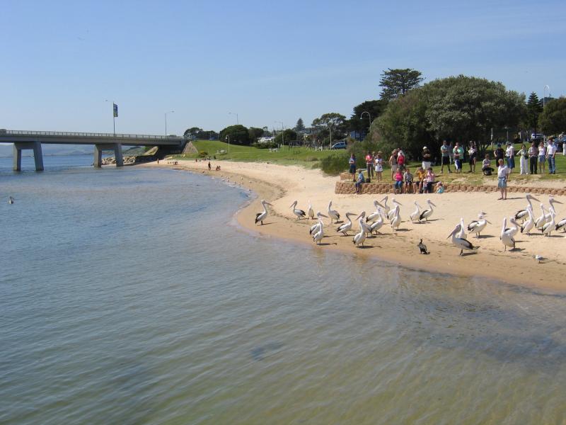 San Remo - Foreshore along Marine Parade: View east along beach and foreshore