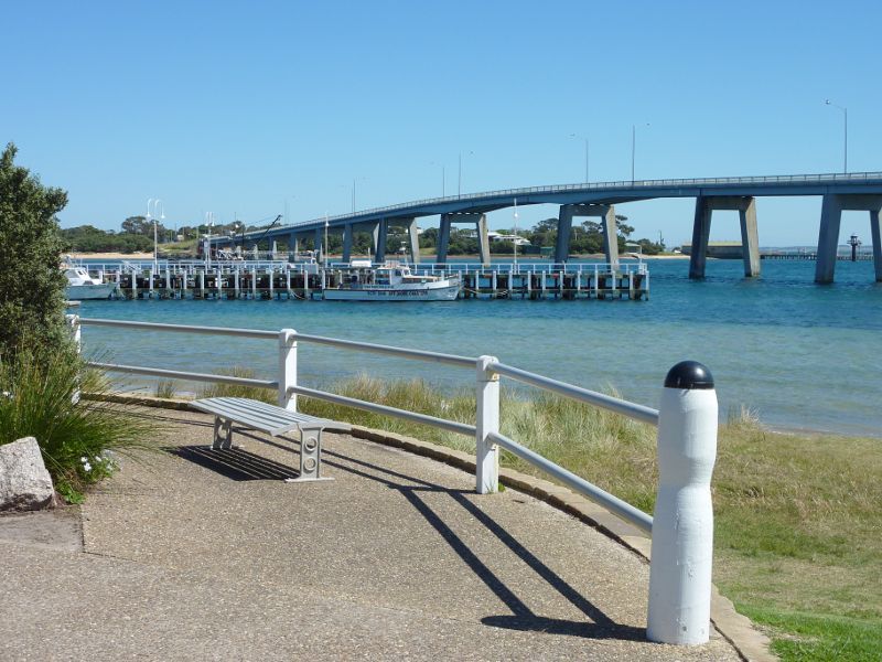 San Remo - Foreshore along Marine Parade: View north towards jetty and bridge