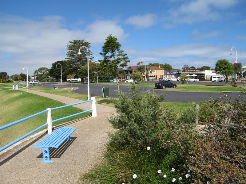 San Remo - Foreshore along Marine Parade: View east along foreshore and car park along Marine Pde