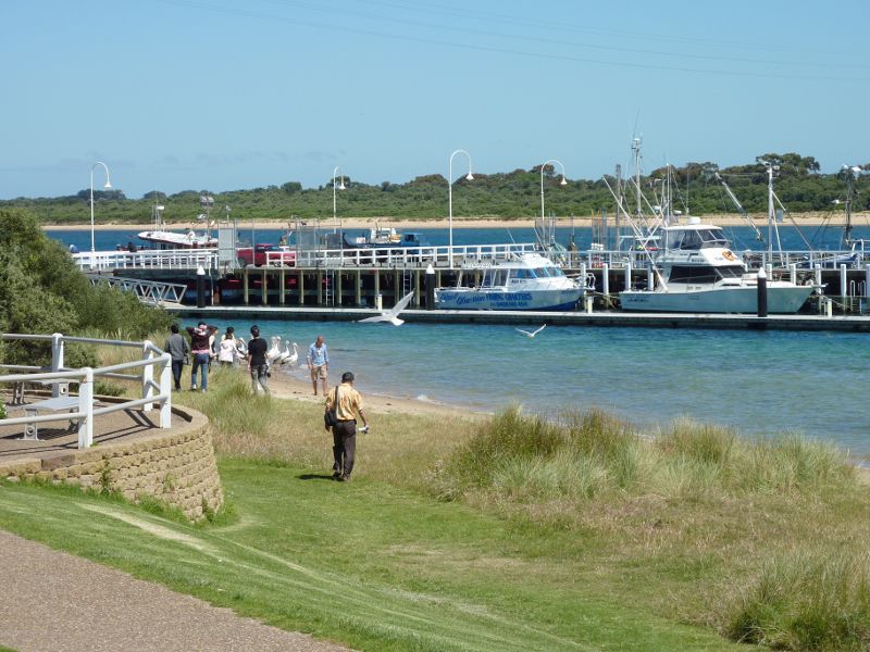 San Remo - Foreshore along Marine Parade: View across foreshore towards jetty