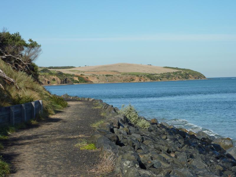 San Remo - Walking track along coast from San Remo Jetty to Back Beach: View south-east along path towards Griffiths Point