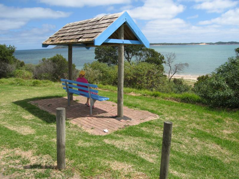 San Remo - Back Beach, Davis Point Road area: View south across foreshore and beach towards Cape Woolamai