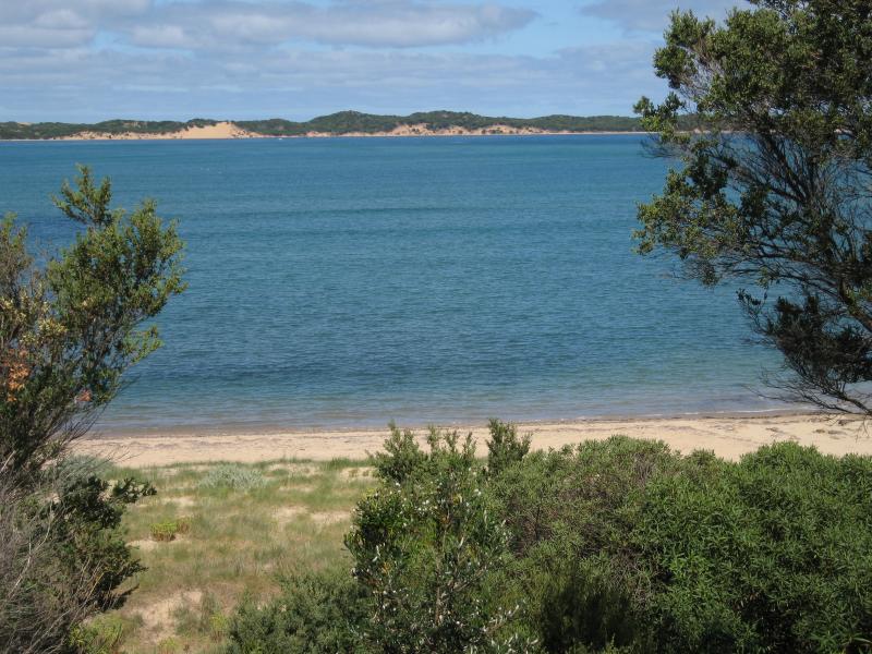 San Remo - Back Beach, Davis Point Road area: View south-west across beach towards beaches at Cape Woolamai