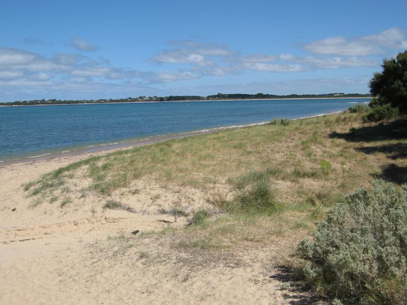 San Remo - Back Beach, Davis Point Road area: View north-west along beach