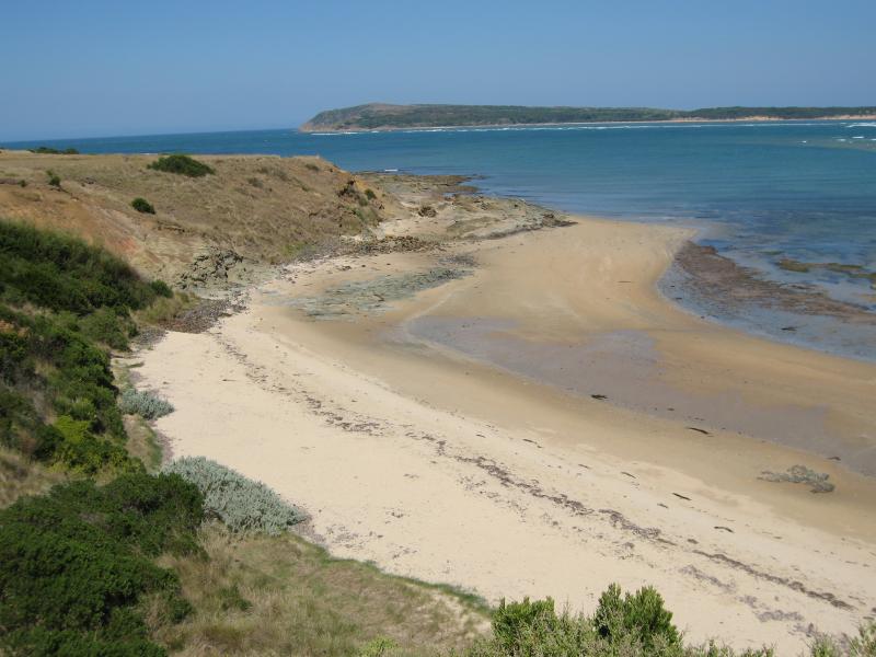 San Remo - Lions Park and Bonwicks Beach, Back Beach Road: View south along beach towards Cape Woolamai