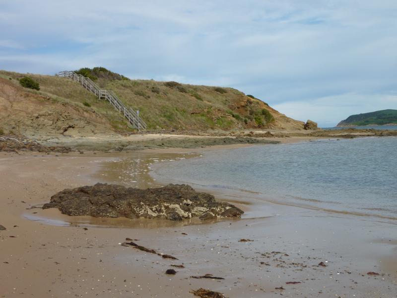San Remo - Lions Park and Bonwicks Beach, Back Beach Road: View south along beach