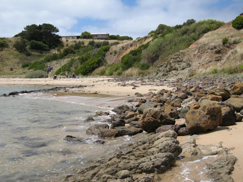 San Remo - Lions Park and Bonwicks Beach, Back Beach Road: View north along beach