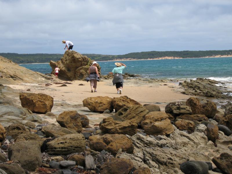 San Remo - Lions Park and Bonwicks Beach, Back Beach Road: View south along beach