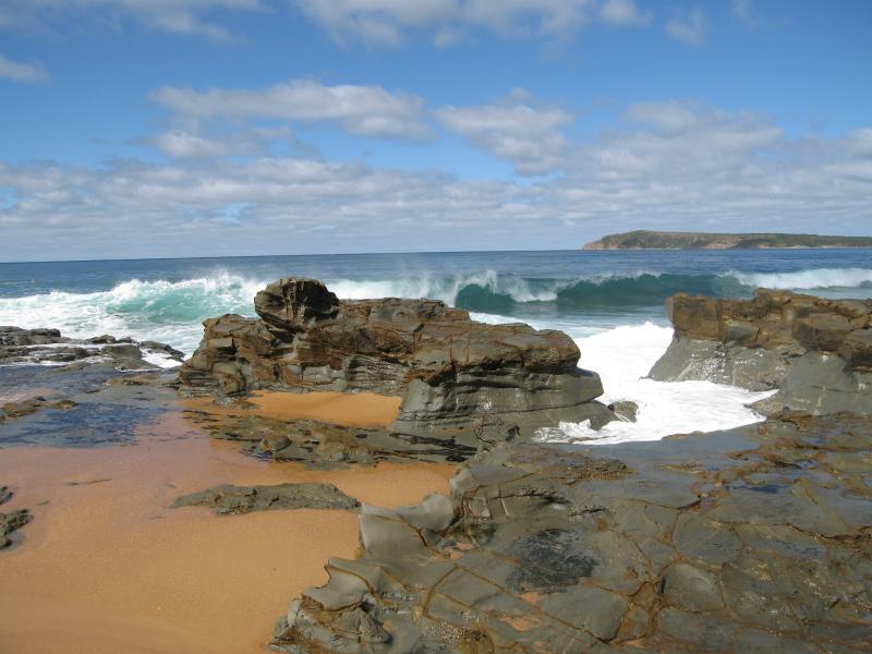 San Remo - Bore Beach, Potters Hill Road: View south-west across beach towards Cape Woolamai
