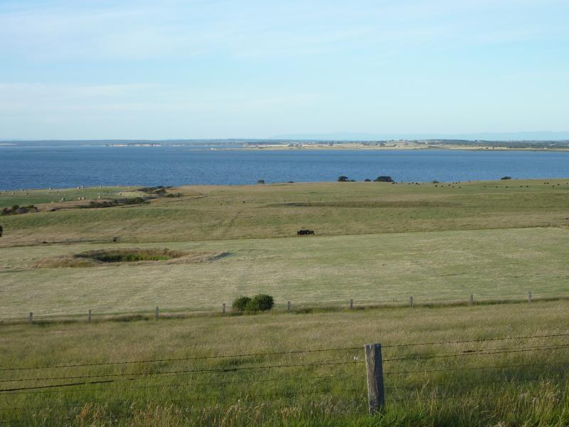 San Remo - Phillip Island Road between San Remo and Anderson: View north towards Western Port and Coronet Bay from near Punchbowl Rd