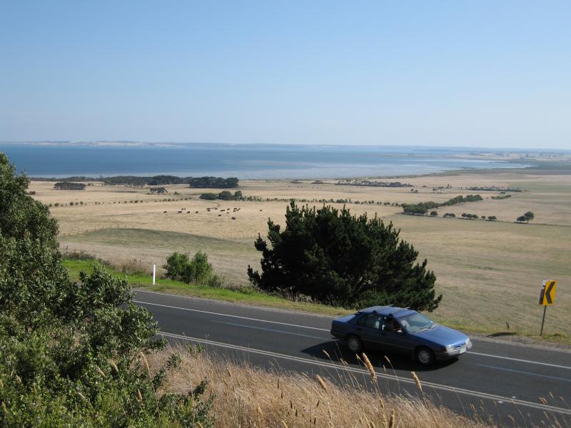 San Remo - Phillip Island Road between San Remo and Anderson: View north-west towards Western Port from scenic lookout near Clifford Rd