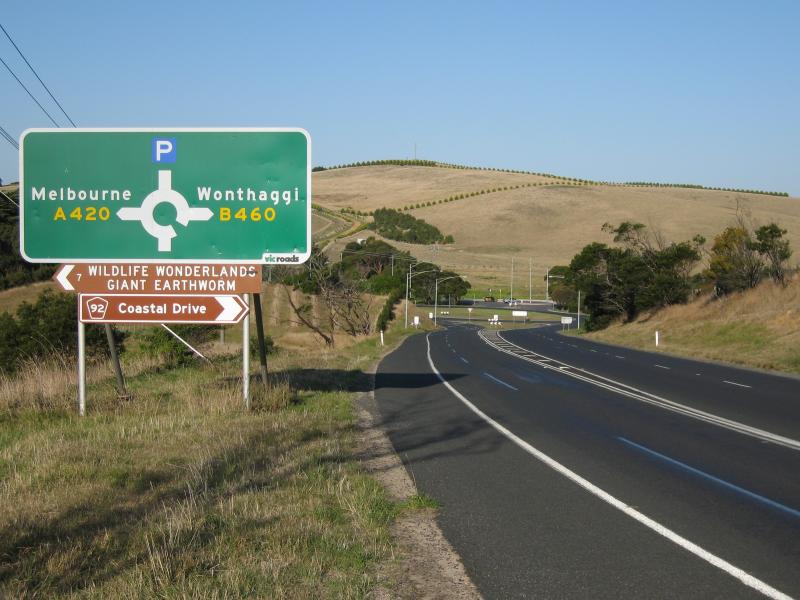 San Remo - Phillip Island Road between San Remo and Anderson: View east along Phillip Island Rd towards Bass Hwy at Anderson