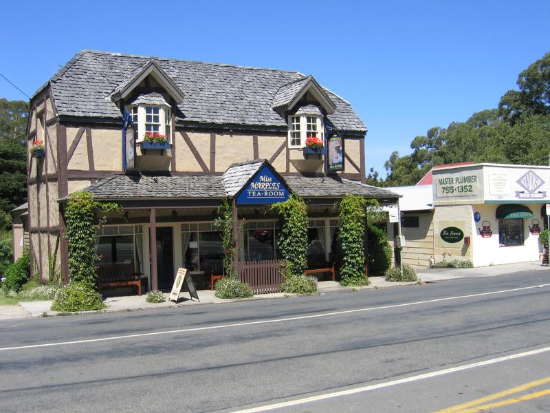 Sassafras - Commercial centre and shops, Mount Dandenong Tourist Road: Miss Marples Tea Rooms, Mt Dandenong Tourist Rd
