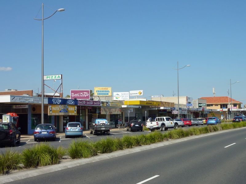 Seaford - Shops, Nepean Highway north of Station Street: Shops along east side of Nepean Hwy, north of Station St