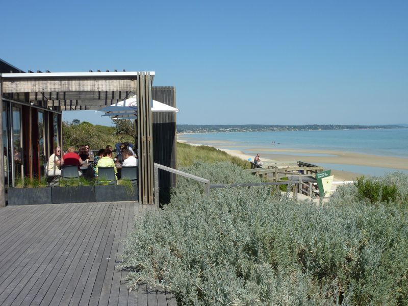 Seaford - Seaford Pier and surrounding beaches: View of beach from cafe at Seaford Life Saving Club