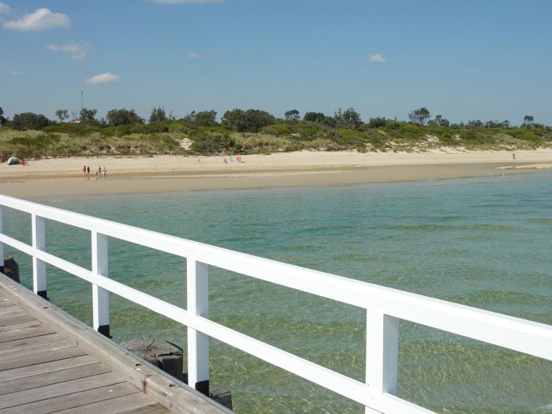 Seaford - Seaford Pier and surrounding beaches: View from pier towards beach to the south