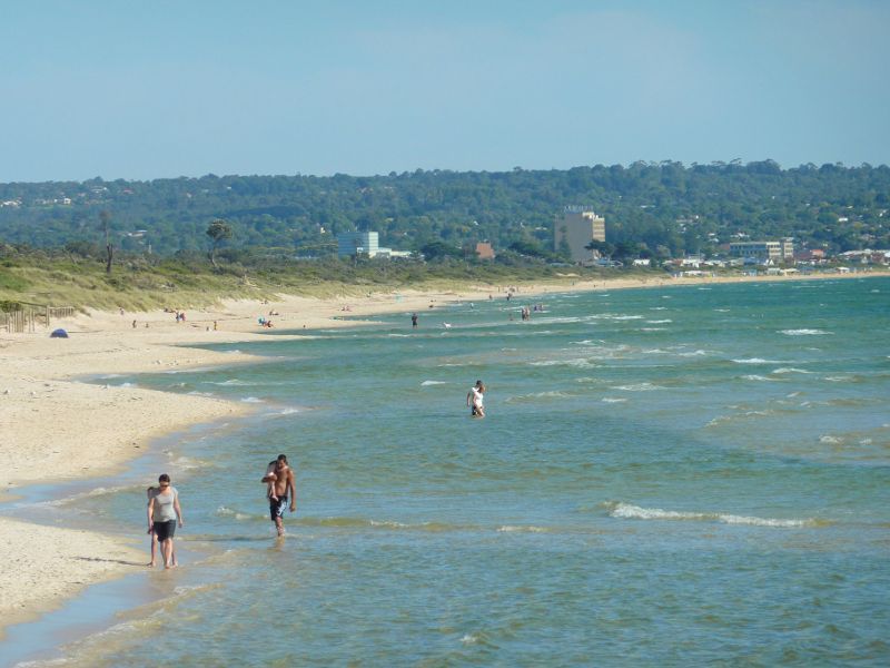 Seaford - Seaford Pier and surrounding beaches: View south along beach from pier