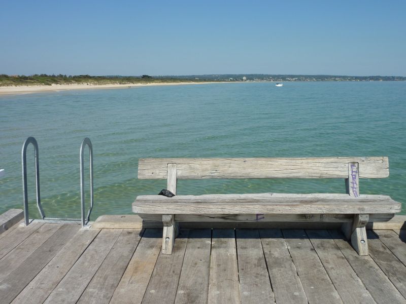 Seaford - Seaford Pier and surrounding beaches: Seat at end of pier