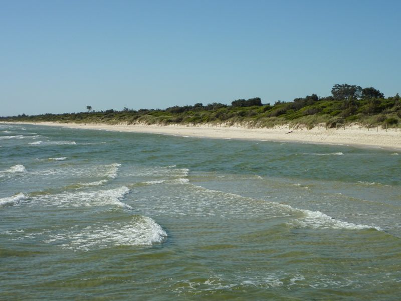 Seaford - Seaford Pier and surrounding beaches: View from pier towards beach to the north