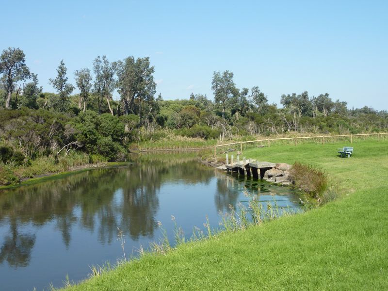 Seaford - Kananook Creek near footbridge at Riviera Street: West side of creek near canoe launching ramp