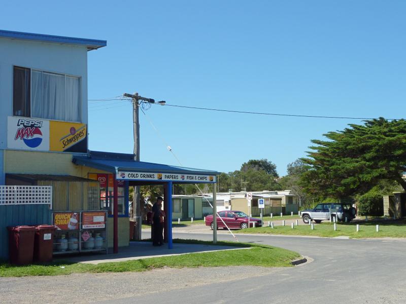 Seaspray - Foreshore Road through town centre - General store, corner of Lyons St and Foreshore Rd