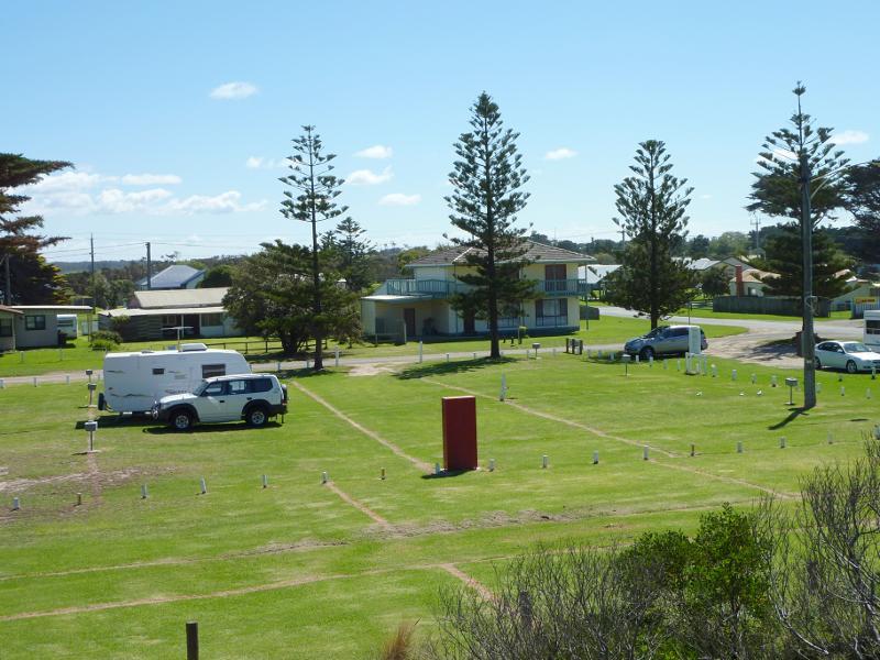 Seaspray - Foreshore Road through town centre: View north-west through coastal park towards Foreshore Rd and Lyons St