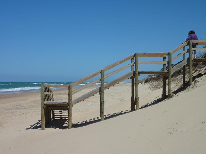 Seaspray - Beach at south-east end of Futcher Street: View south-west along beach at walkway