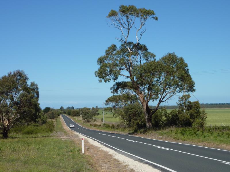 Seaspray - Seaspray Road north of Seaspray: View south along Seaspray Rd at McNeilly Rd