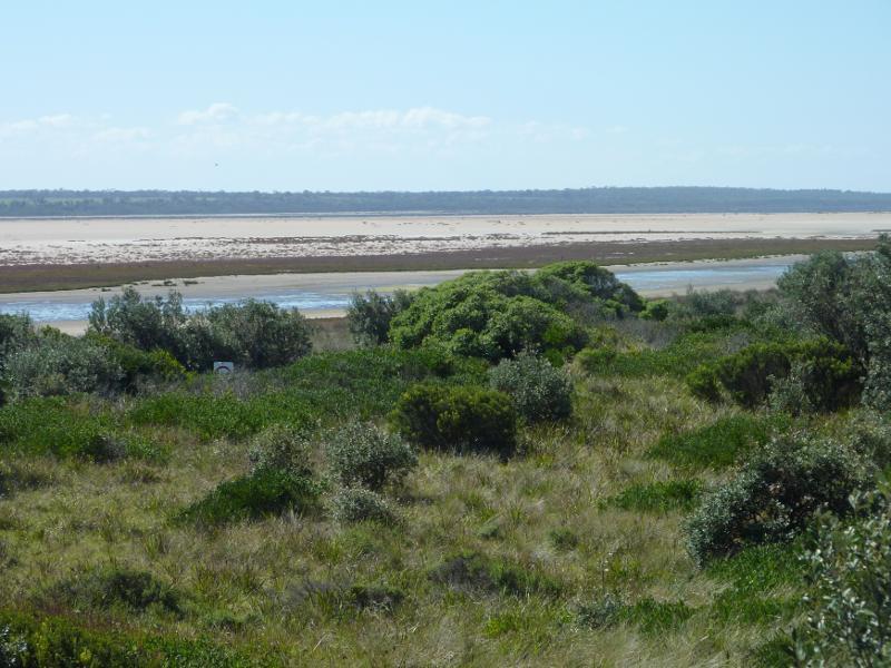 Seaspray - The Honeysuckles, beach along Shoreline Drive opposite Mandalay Drive: Northerly view towards Lake Reeve from top of sand dunes