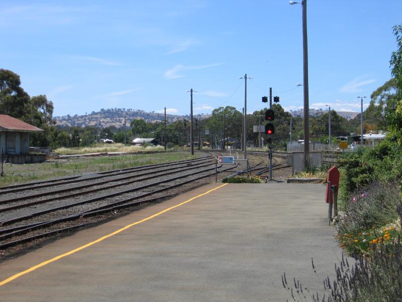 Seymour - Railway station and surroundings: View north-east along railway line from station platform