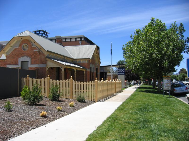 Seymour - Tallarook Street and Emily Street areas: Police Station, viewed south-east along Tallarook St