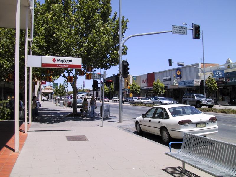 Shepparton - Commercial centre and shops - View south along Wyndham St towards Stewart St