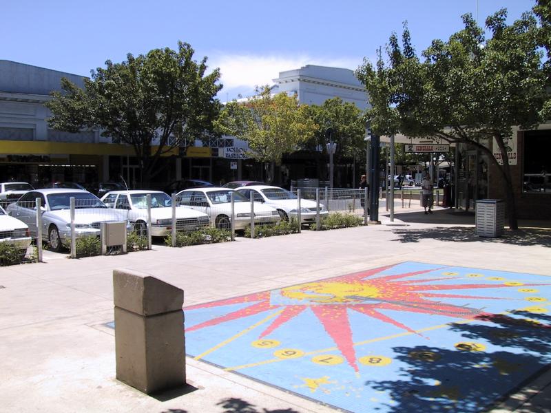Shepparton - Commercial centre and shops: At entrance to communications tower, Stewart St at Maude St Mall