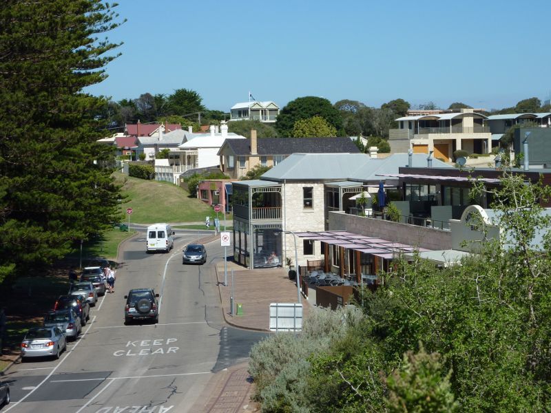 Sorrento - Views from cliffs above Policemans Point: View south along Esplanade towards Morgan St