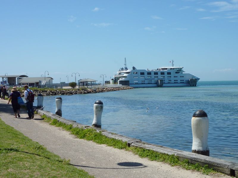 Sorrento - Policemans Point and Sorrento Pier: View along coast at Policemans Point towards Queenscliff-Sorrento Ferry