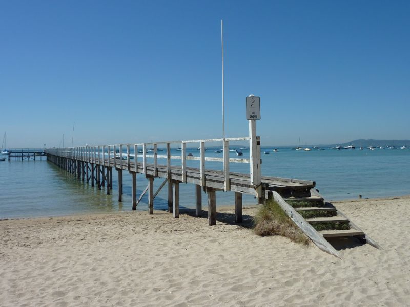 Sorrento - Western end of Sorrento Front Beach: Entrance to jetty