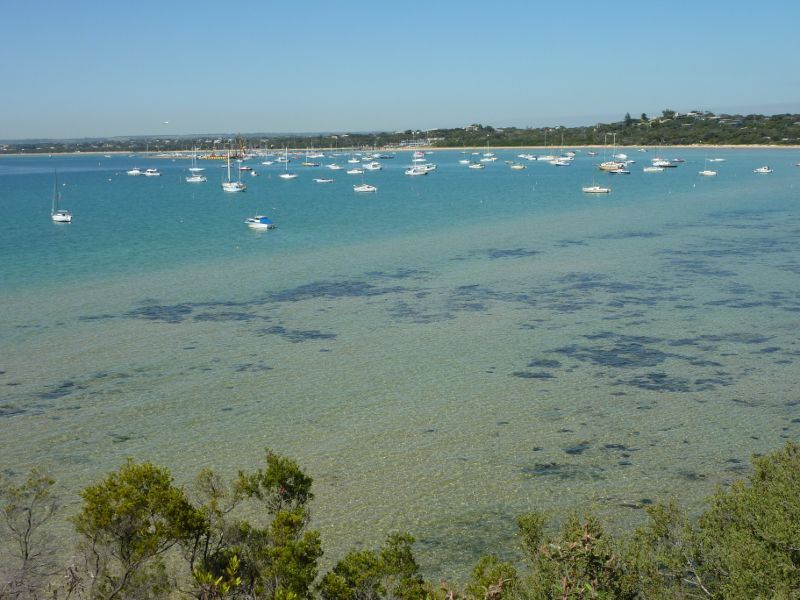 Sorrento - Eastern Sister and Collins Settlement Historic Site, Port Phillip - View from J.P. Fawkner Lookout towards Blairgowrie Yacht Squadron Boat Harbour